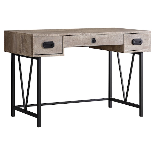 Computer Desk, Home Office, Laptop, Storage Drawers, 48"L, Work, Metal, Laminate, Beige, Black
